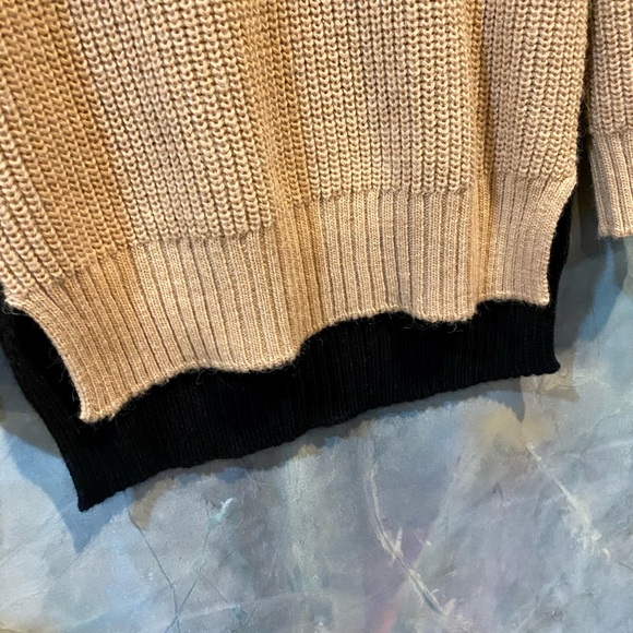 ESSENTIEL ANTWERP Color Block, Chunky Knit, Hi Low Sweater - XS - Rose/Black EUC - Picture 6 of 7